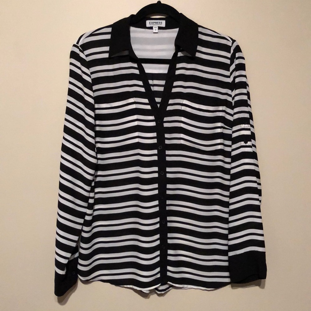 Black & White Striped Express Portofino Shirt